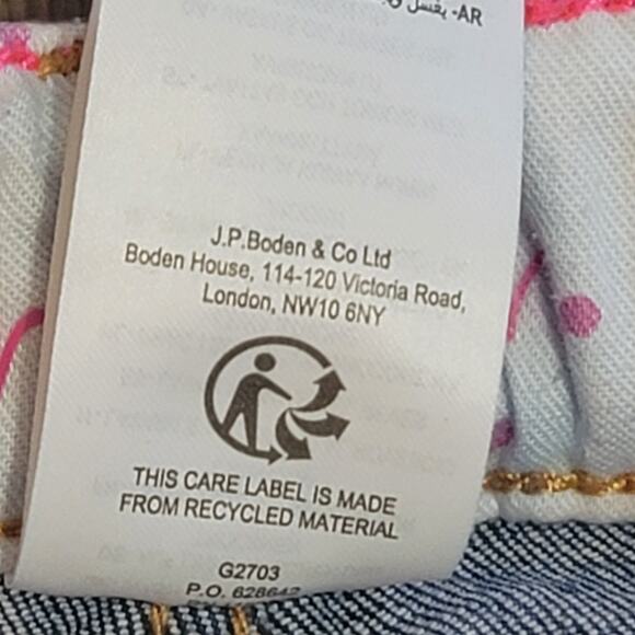 Mini Boden Denim Cropped Flower Embroidered Jeans Girls 7y - Picture 12 of 12